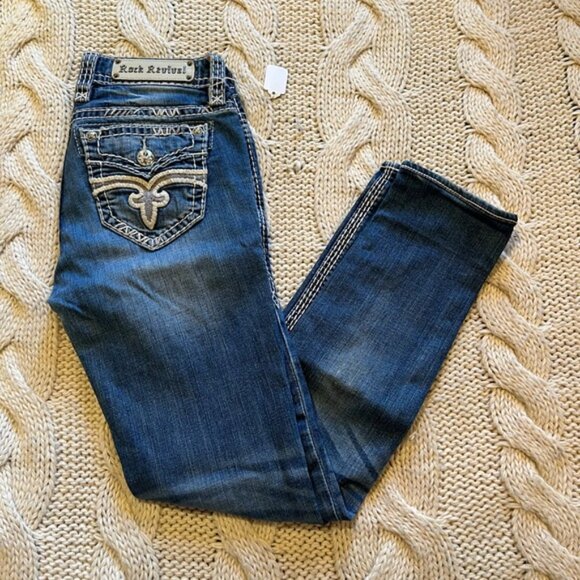 Rock Revival Dark Blue Felicia Skinny Jeans 28 - Picture 2 of 6